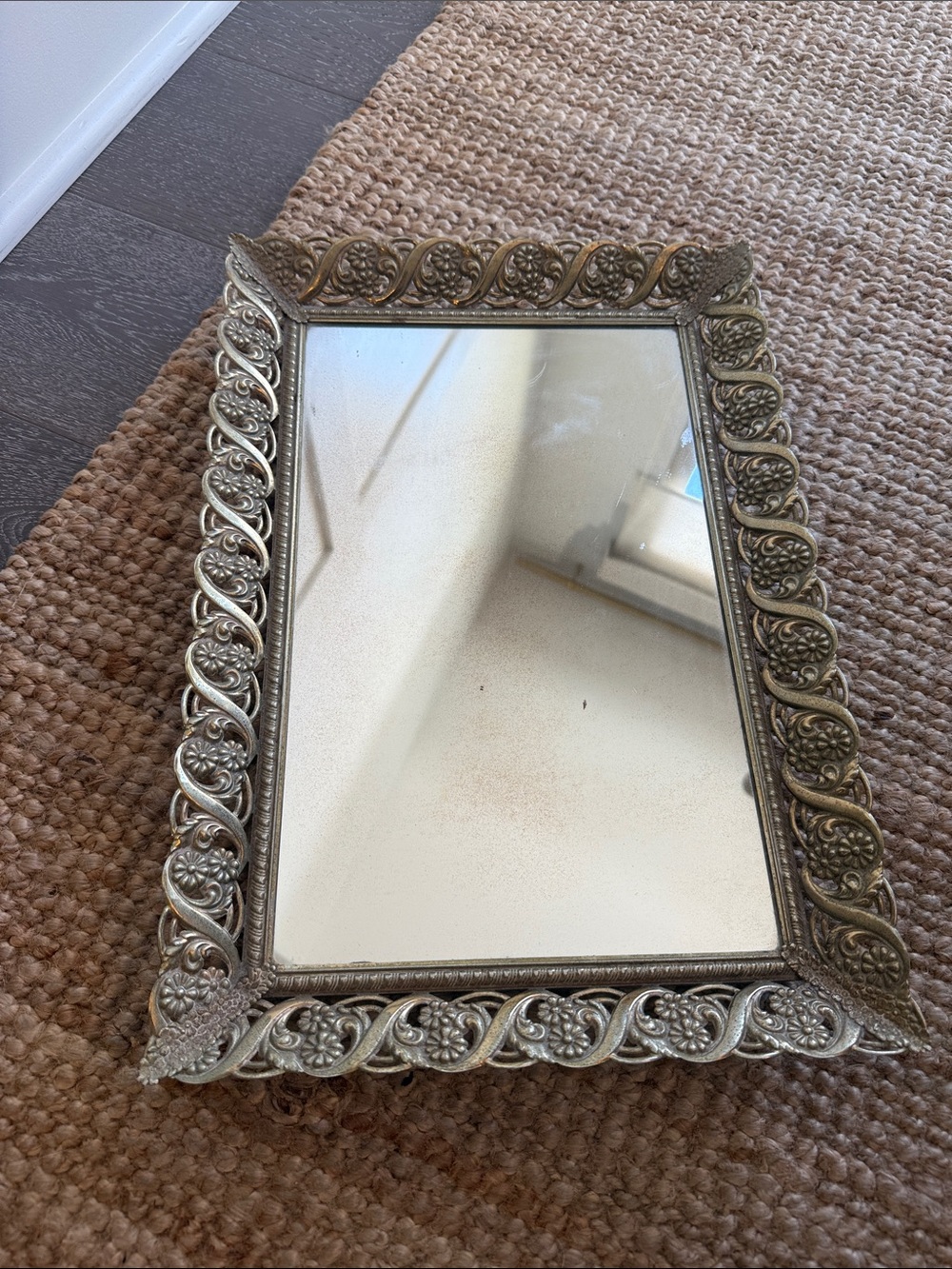 Antique mirrored perfume tray